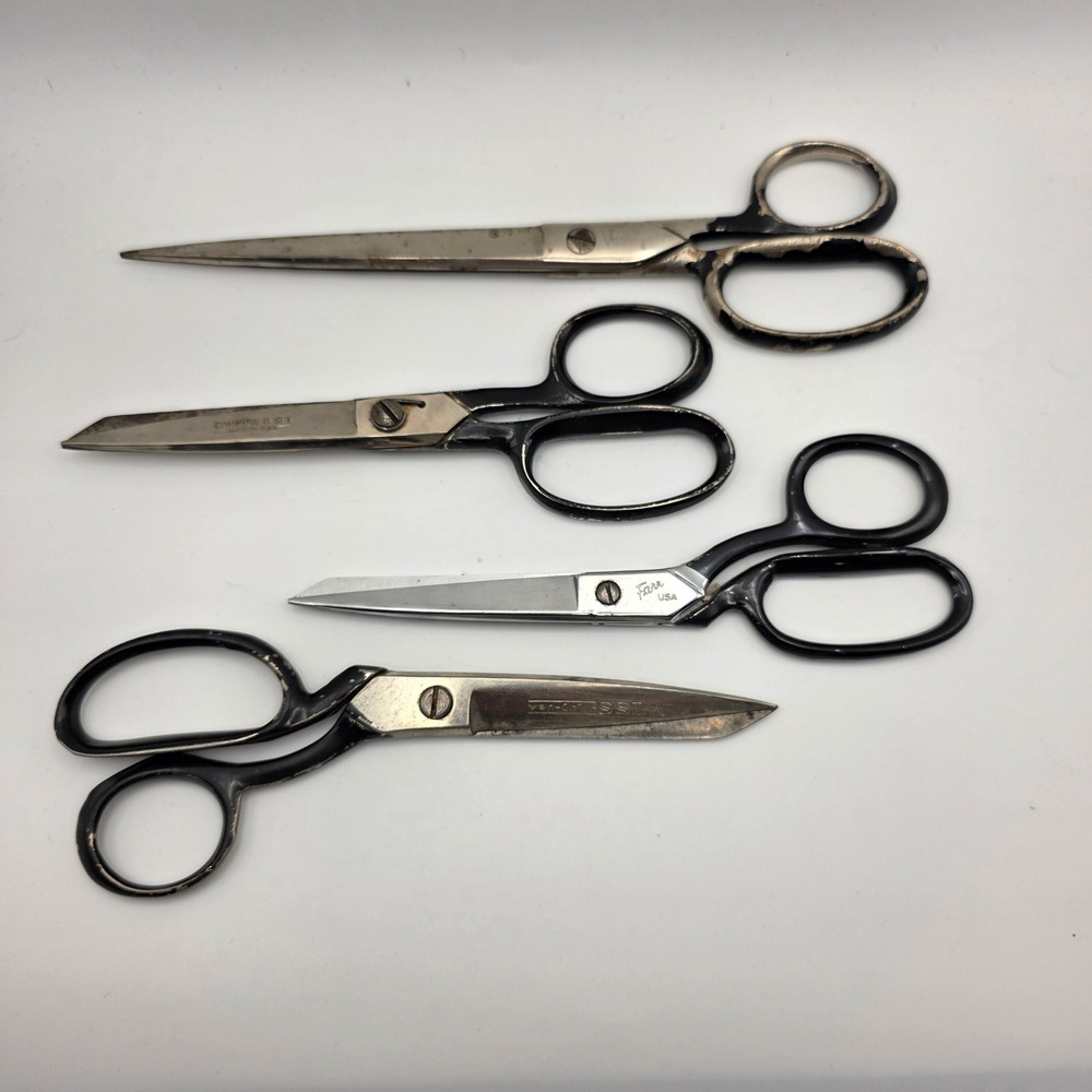 Vintage Wiss Farr Griffon Tailor Shears Set 4 Heavy Duty Fabric Scissors USA